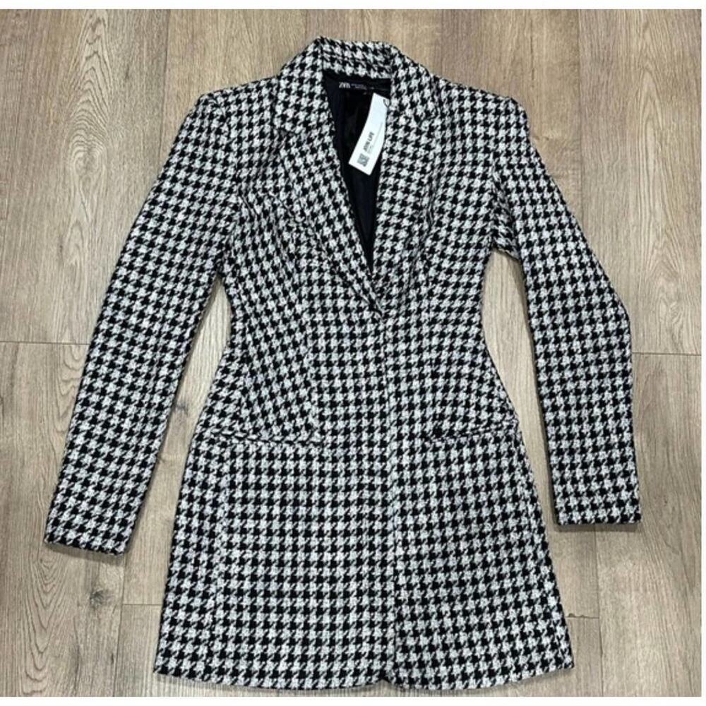 ZARA BLOGGER FAVORITE STRUCTURED BLAZER DRESS BLACK / WHITE - Picture 12 of 14